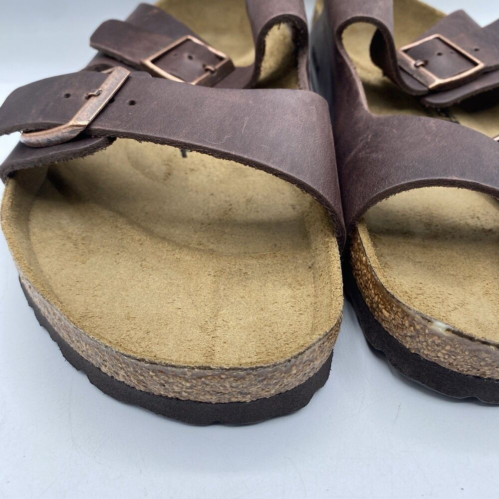 Birkenstock Arizona Sandals US 13 EU 46 Brown Brown Leather Buckle Boho NWOB - Picture 5 of 13